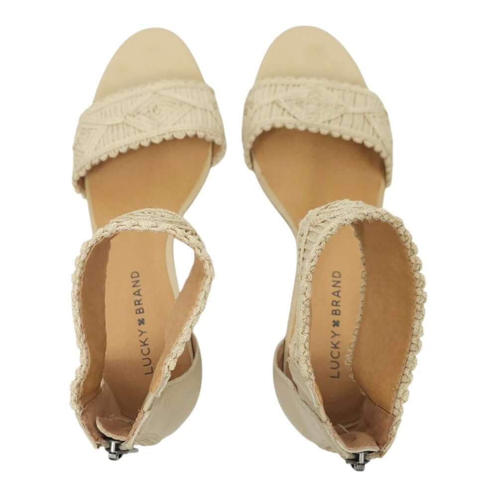 Lucky Brand Joshelle Wedge Heel Sandal Women 8.5 M Ankle Strap Zipper Back - Picture 9 of 15